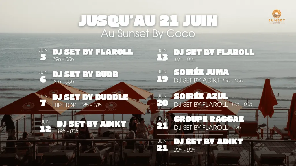 Programmation DJ juin Sunset
